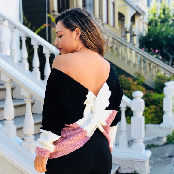 Color Block Twist Cable Knit Sweater - Picture 3 of 4